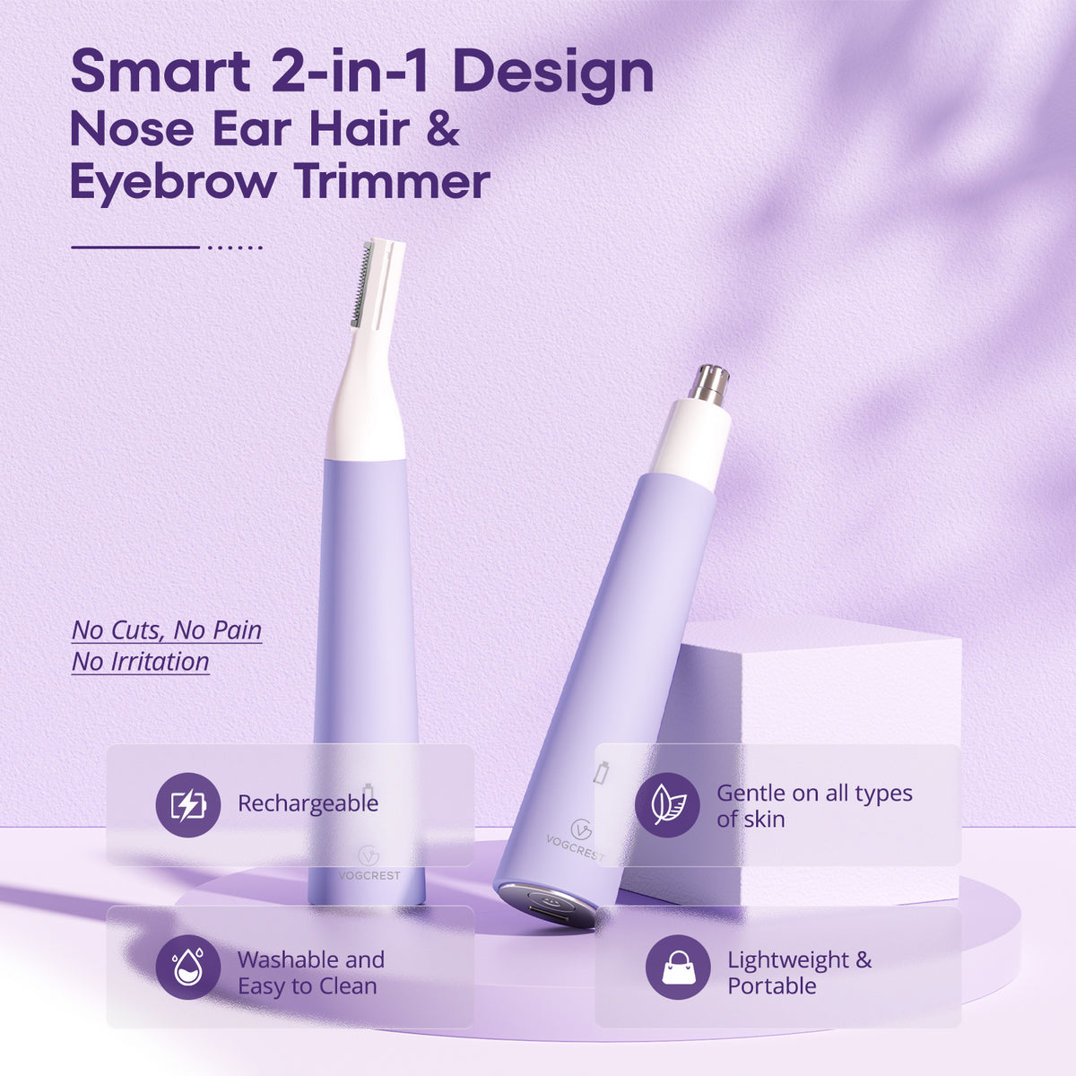 Nose Hair & Eyebrow Trimmer for Women (Purple)