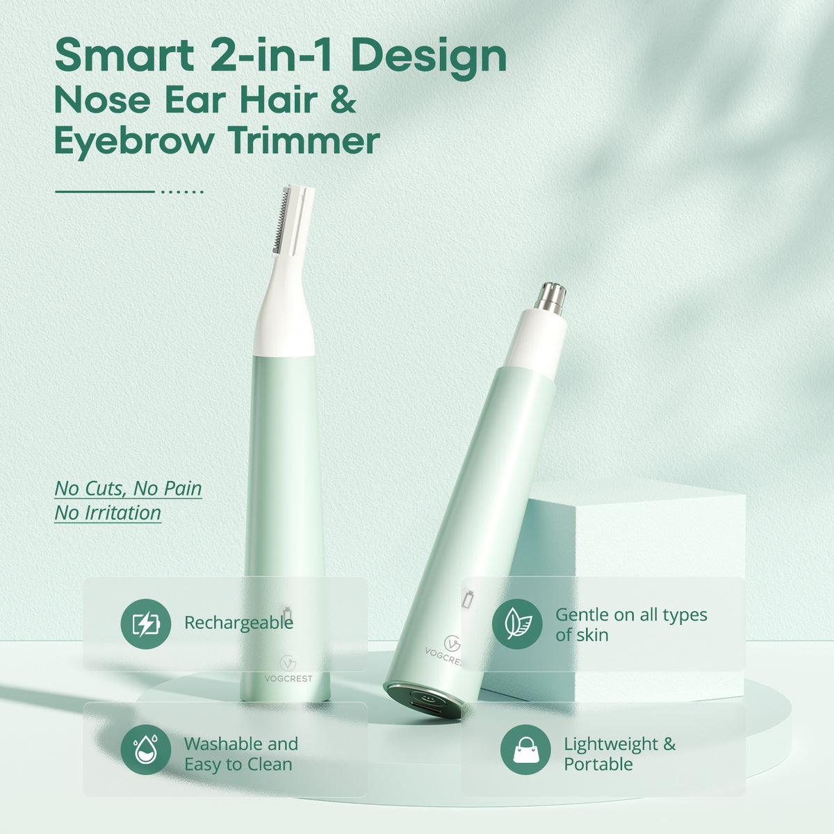 Nose Hair & Eyebrow Trimmer for Women (Green)