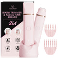 Electric Bikini Trimmer: 2 in1 Body Facial Hair Remover (Pink)