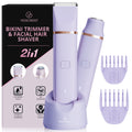 Electric Bikini Trimmer: 2 in1 Body Facial Hair Remover (Purple)