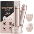 Electric Bikini Trimmer: 2 in1 Body Facial Hair Remover (Rose Gold)